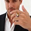 Xiaomi Vnox Oval Natural Stone Ring for Men Boys, Stainless Steel Silver Color Trendy Band, Size 7-12 Gift for Birthday Christmas Day