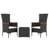 VidaXL Ensemble de salon de jardin 3 pcs noir poly rotin et acier 3157658