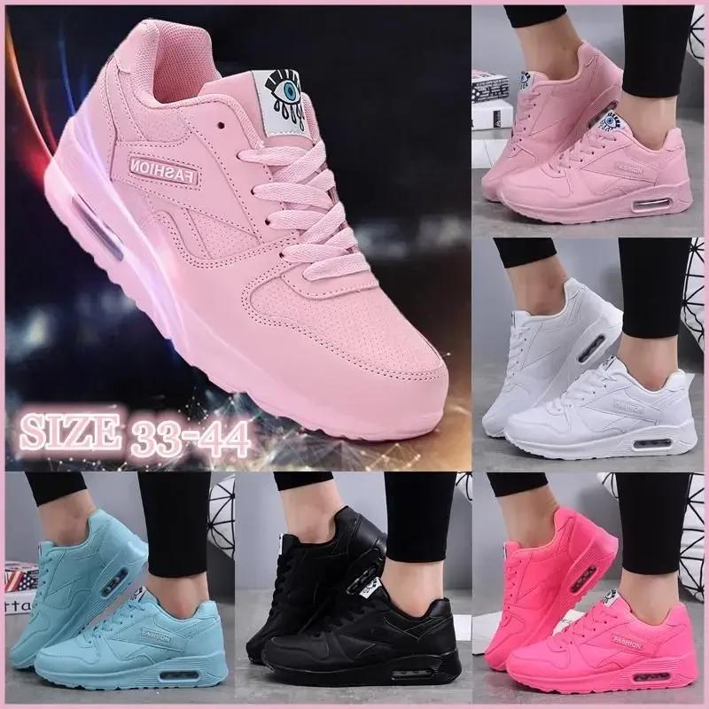 Women Sneakers Air Cushion Sports Shoes Pu Leather Blue Shoes Man Outdoor Walking Jogging Shoes Female Flat Shoes