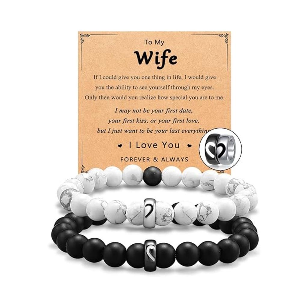 JYL TS Bracelet  Couple Black White Heart Stainless Steel Strengthens Bond