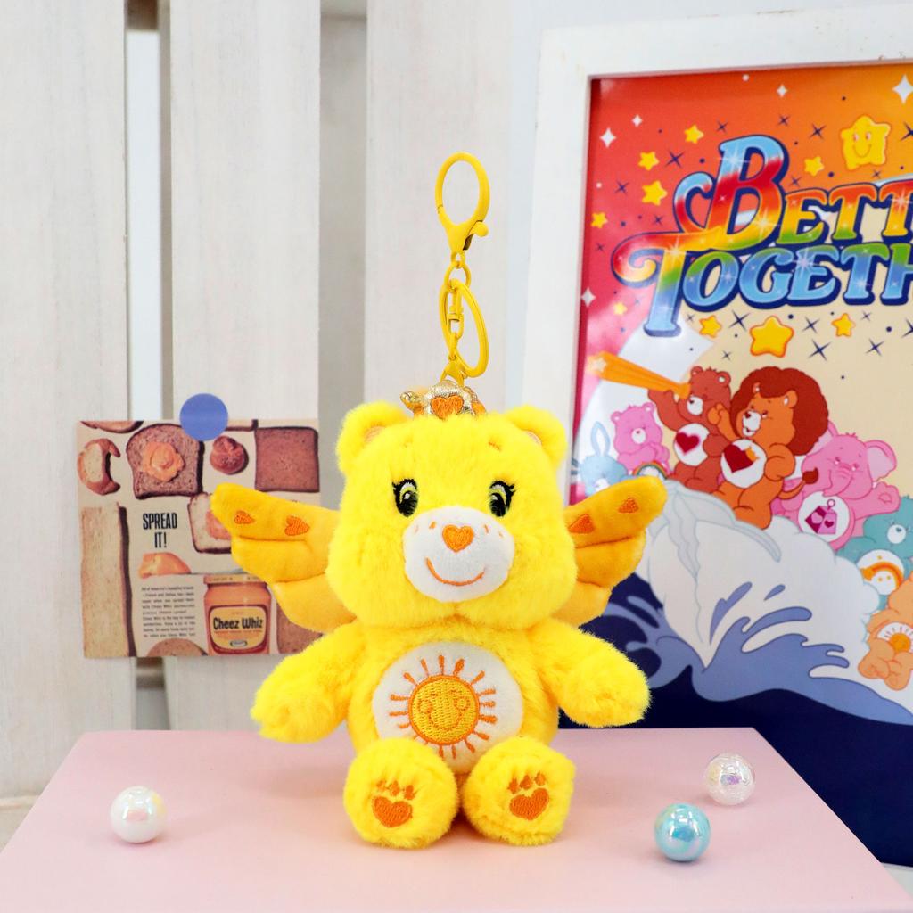 Care Bears Cute Angel Wings 15cm Plush Keychain Stuffed Doll Pendant Kawaii Bag Charm Luggage Accessory Soft Stuffed Animal Key