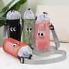 Hand Free Water Bottle Holder Mesh Drawstring Crossbody Cup Holder, Adjustable Strap Breathable Carrier Sling Bag, Cute Cartoon Pattern Pouch