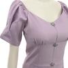 GRAXIA Cabaret Midi Balloon Lilac Size for Hostess and Lounges Dress, Dress, Off-the-Shoulder, High-Waisted, Sleeves, Slimming, Knee-Length, Purple,