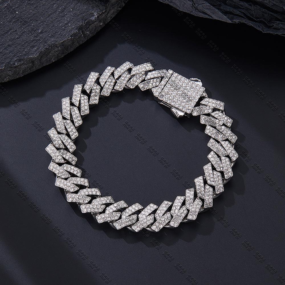 12mm Cuban Chain Rhinestone Hip-Hop Necklace – High-Quality, Versatile Design.