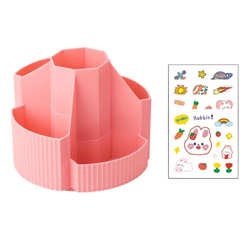 Multifunctional Rotating Desk Organizer Spacious Storage For Pens Scissors School Office Supplies