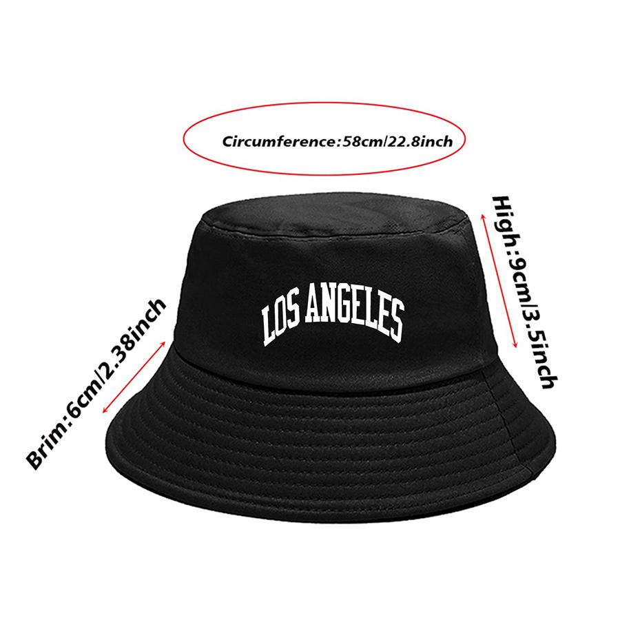 LOS ANGELES Fischerhüte mit Buchstabenaufdruck für Damen und Herren, bequeme und strapazierfähige Baumwollmützen in Schwarz/Weiß/Beige