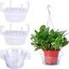 5Pcs Clear Round Plastic Hanging Plant Tray With Built-In Hook Drip Base For Indoor & Outdoor Hanging Baskets 8In 10In 12In