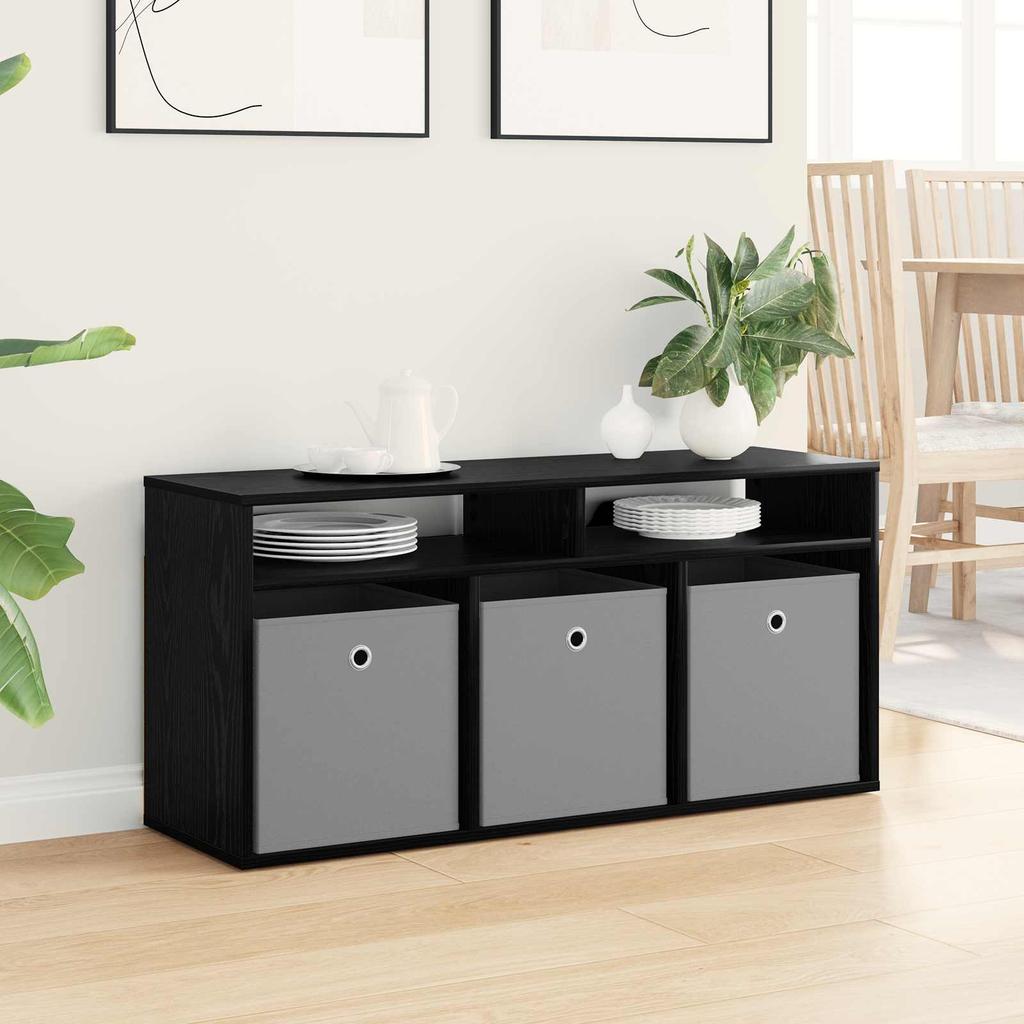 Lowboard with Drawers Black Oak Effect 102 x 32 x 48.5 cm