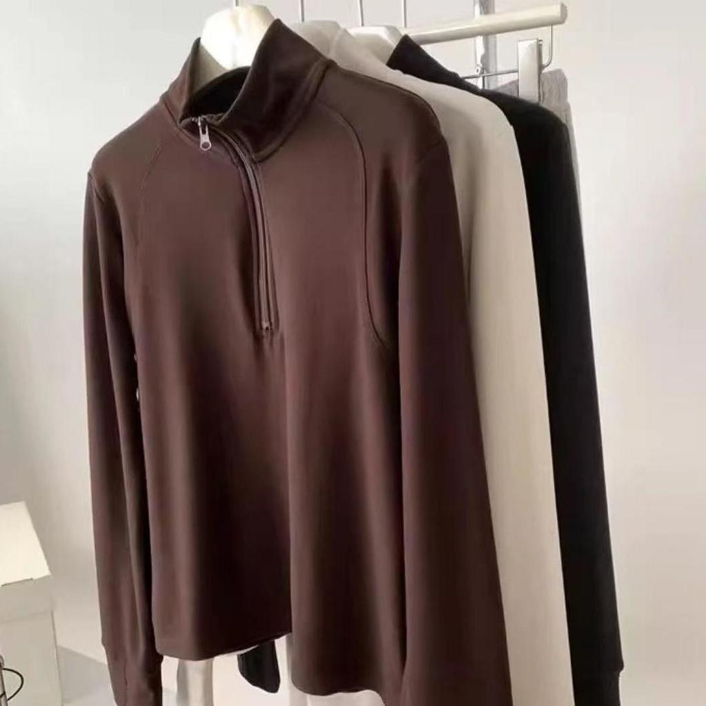 Autumn/Winter Women's Half-Zip Sweatshirt: Casual, Versatile, Long Sleeve, Loose Fit, Solid Color Top