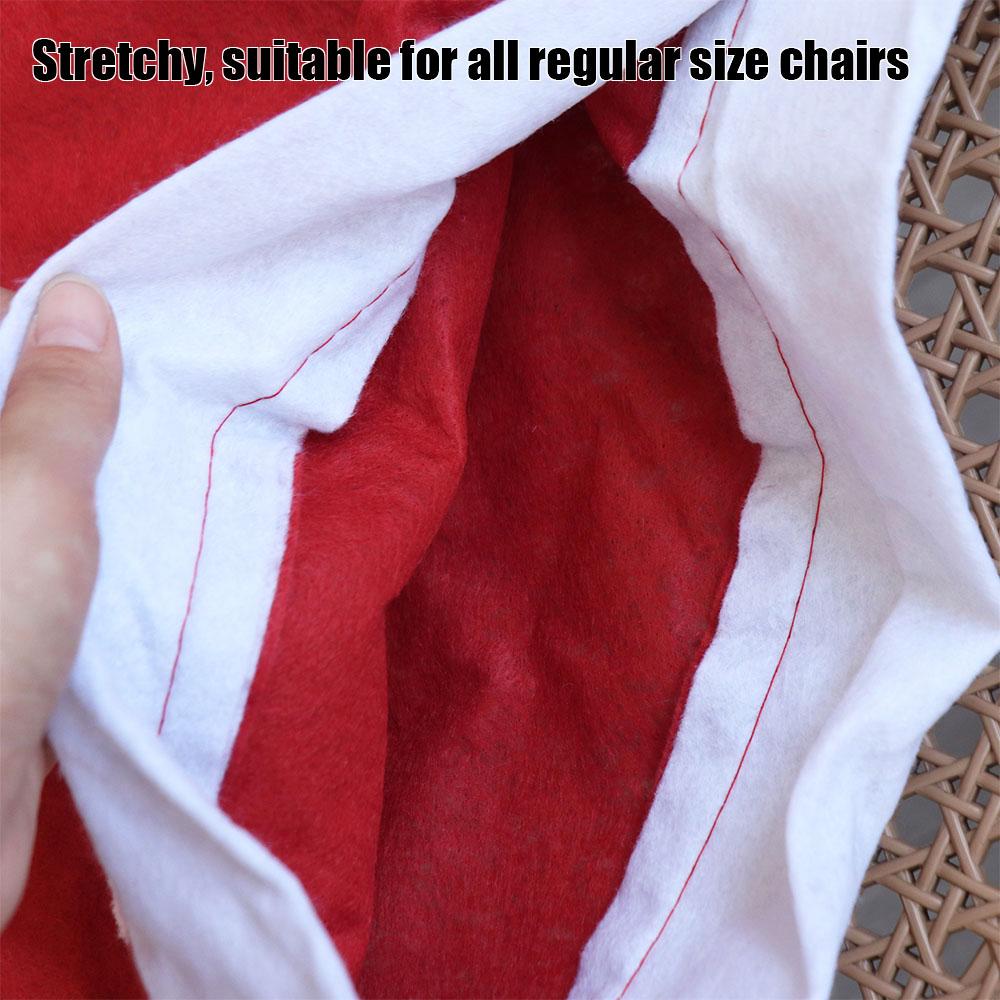 4pcs Soft Xmas Dinner Chair Seat Cover Solid Christmas Table Decor  Dress-up Props