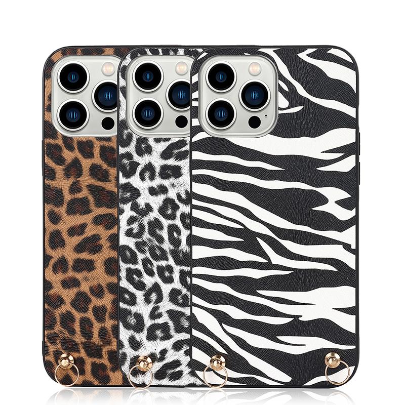 Crossbody Strap Leopard Zebra Print Case For iPhone 15 14 13 12 Mini 11 Pro Max Xs Xr X 16 PRO Plus SE2 Cord Chain Leahter Cover