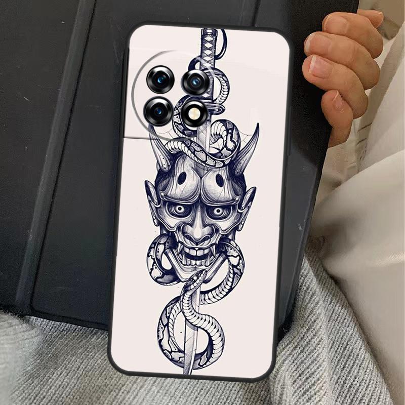 Samurai Oni Mask Case For OnePlus 11 10 9 8 Ace Pro 11R 9RT 10T 8T OnePlus Nord N20 N10 2T CE 2 Lite Cover