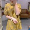 2025 Summer Yellow Stand-up Collar Short-sleeved T-shirt Women's High-end Large-size Top