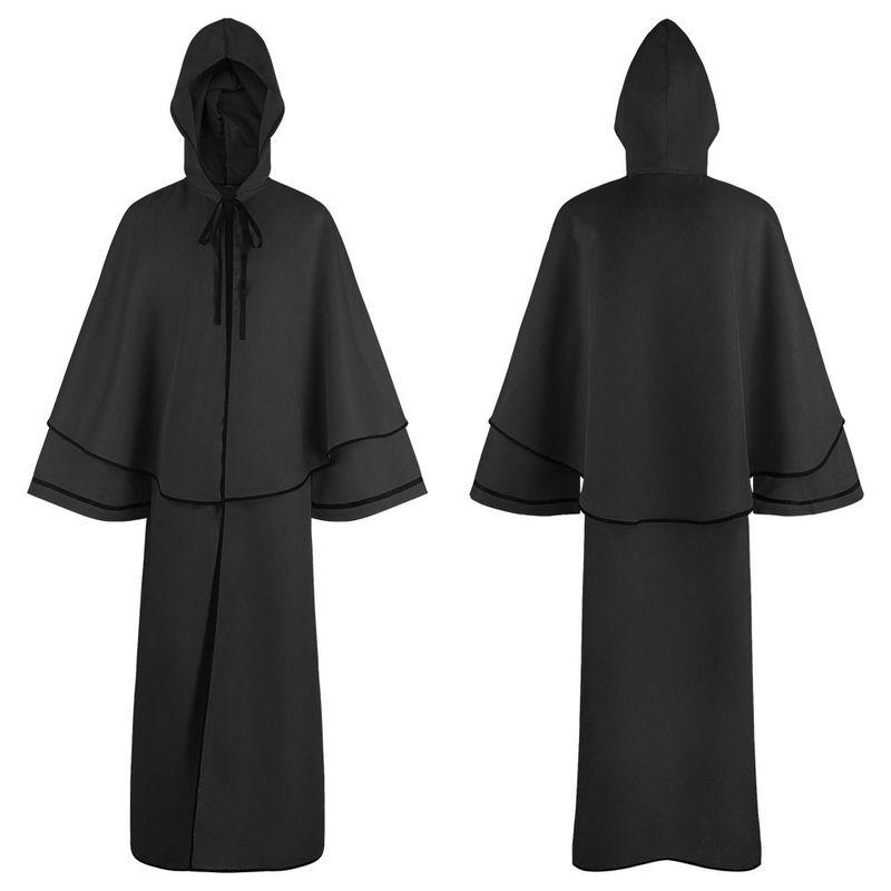 Medieval Cosplay Costume, 5-Color Hooded Robe, Monk Robe, Cape, Long-Sleeved Cosplay, Death Cosplay Costume