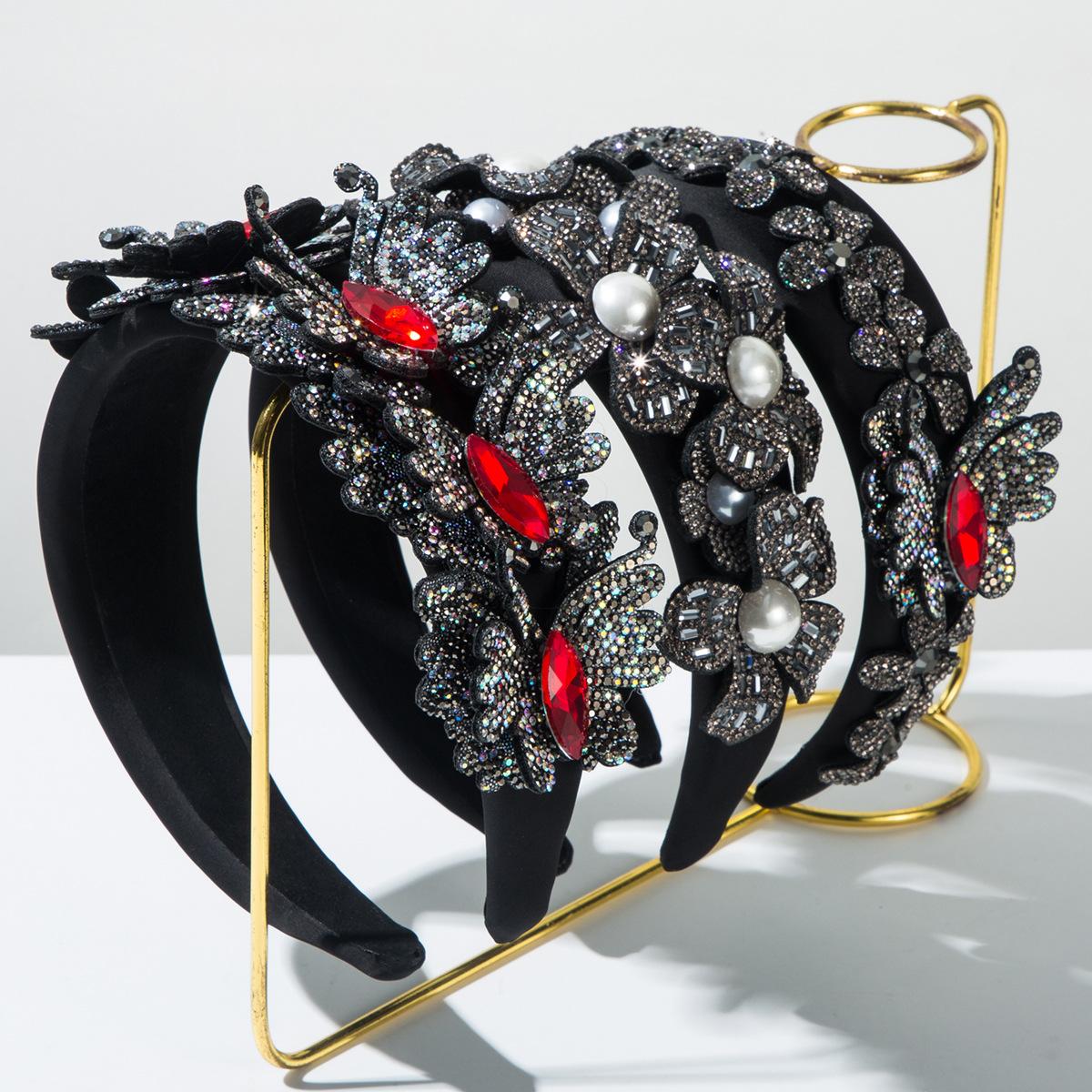 

Новая модная стильная повязка на голову в виде бабочки, сверкающая, полная бриллиантовая повязка на голову в виде бабочки и жемчуга, элегантные аксессуары для волос