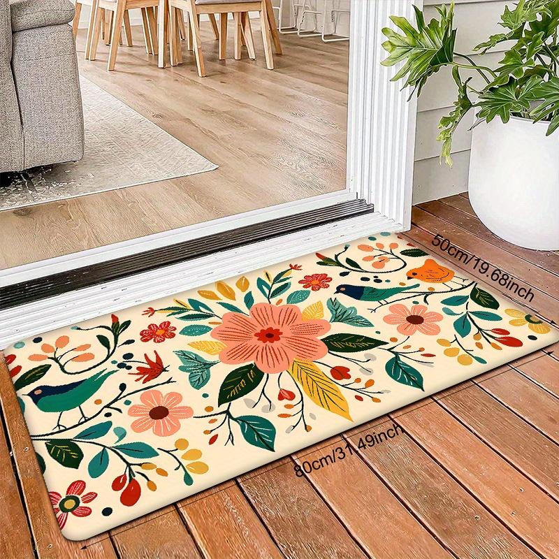 VIKAMA Schöner Blumenteppich Lebendiger Küchenteppich Fußmatte Weiche Lange Matte Teppich Für Schlafzimmer Teppich Für Wohnzimmer Badezimmerteppich
