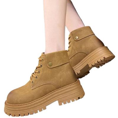 Módní jarní podzimní platformové boty plus plyšové kozačky dámské robustní boty dámské boty khaki žluté černé kozačky dámské boty naboso