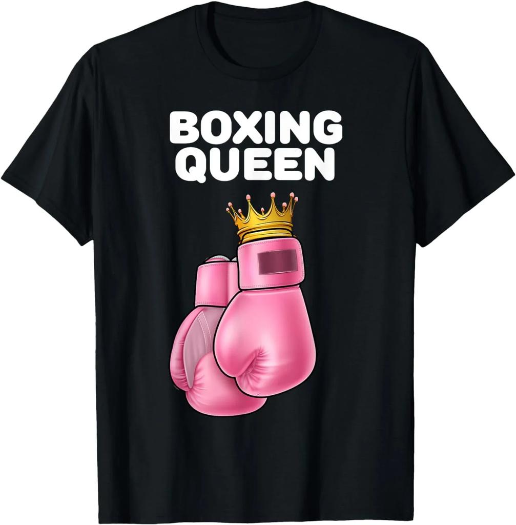 T-shirt Grafica Rosa con Guantoni da Boxe Regina, Maglietta Sportiva Traspirante da Donna