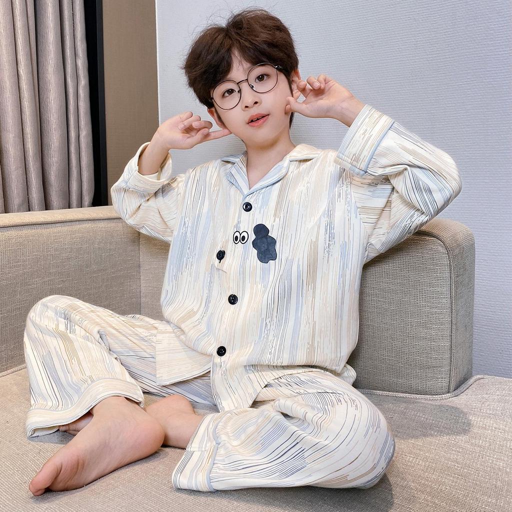2026 Spring/Autumn New Red Pure Cotton Parent-Child Pajamas Set - Long Sleeve Cardigan with Lapel.