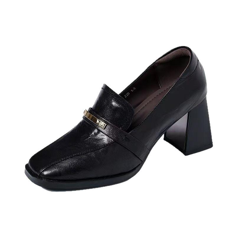 Autumn new thick heel women's shoes comfortable and simple classic fashion single shoes women