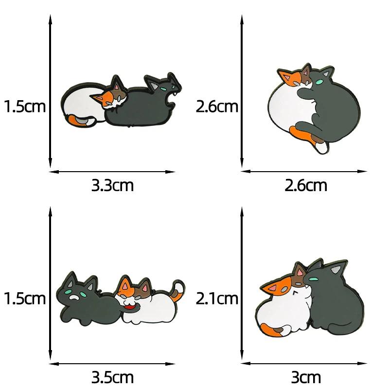 1/4Pcs Funny Cat Fight Cute Enamel Brooches Cartoon Creative Design Schoolbag Pins Badge Daily Wear Fashion Accessories Gifts