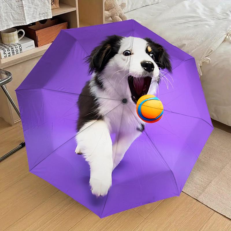 1pc Dog, Ball Automatic Folding Umbrella - Portable Collapsible Design, 8-Rib Iron Frame, Playful Design yy251215212
