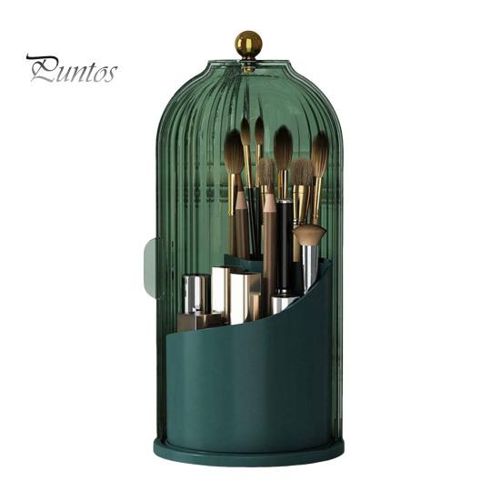 

Многофункциональный вращающийся на 360 градусов органайзер для кистей для макияжа с прозрачной крышкой, пылезащитный, вместительный органайзер для кистей для макияжа зелёный