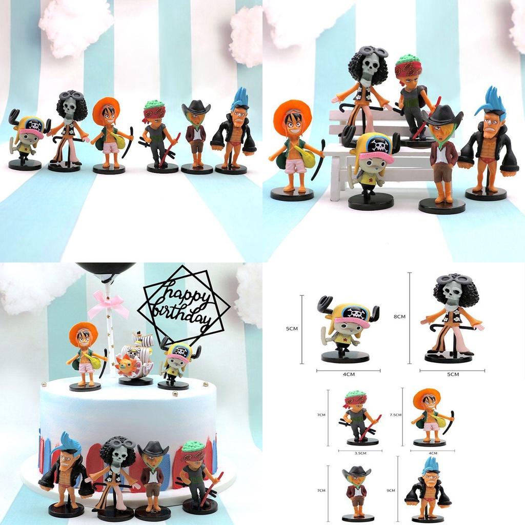 One Piece 6pcsset Figures Monkey D Luffy Zoro Chopper Miniatures Pvc Gift Toys