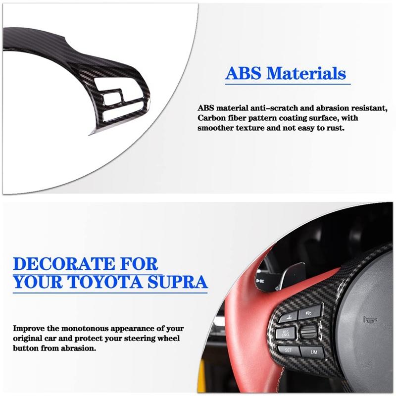 For Toyota Supra GR A90 A91 - Car Steering Wheel Cover Trim Protection Panel Frame Sticker,ABS Carbon Fiber