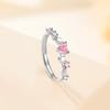 Couple Star Ring Open Band Sweet Niche High Sense Pink Zircon Jewelry
