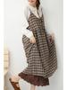 2026 Spring/Summer Mori Girl Lace-up Plaid Maxi Dress - Versatile Layered Camisole Skirt