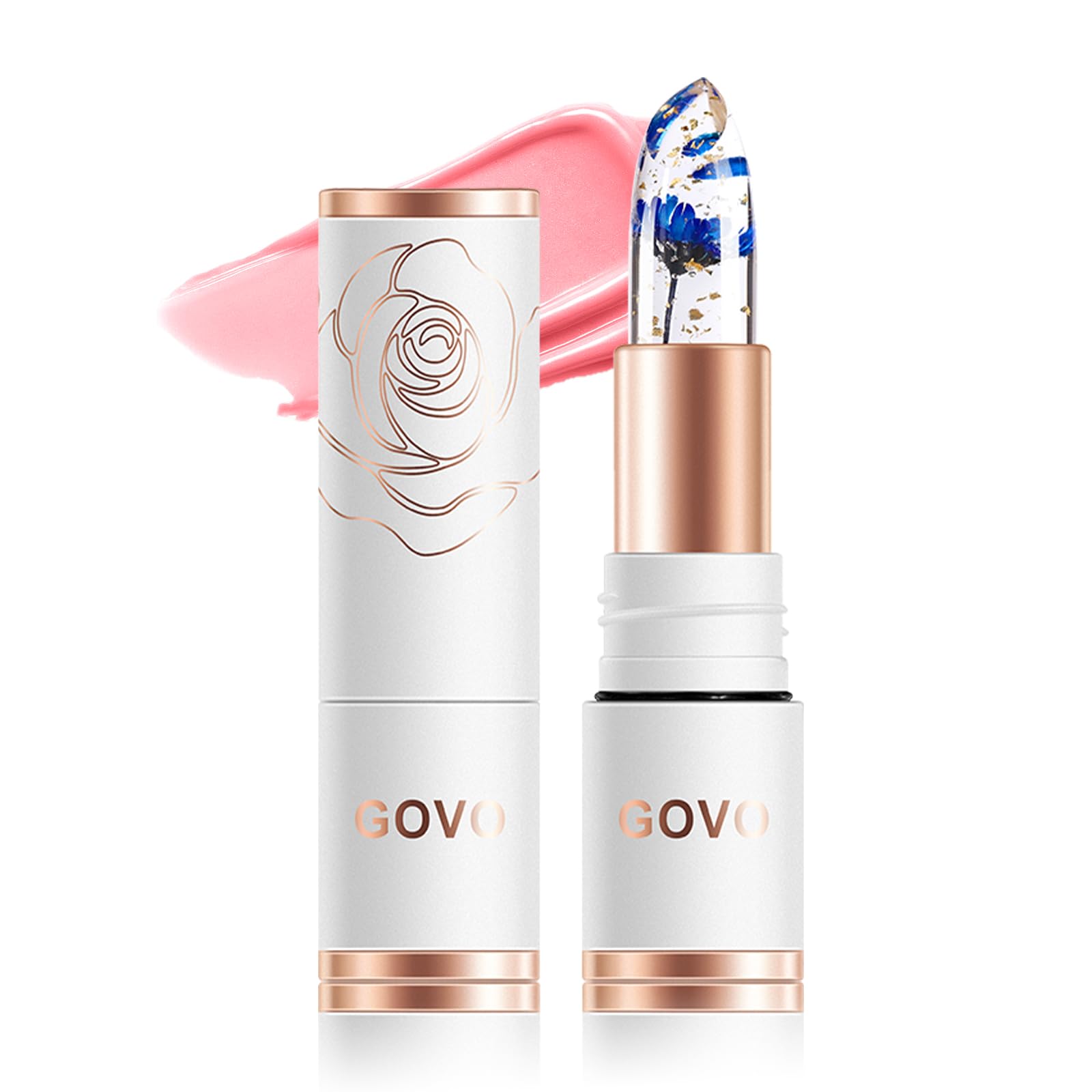 Wirwody Lip Tint Flower Jelly - Warm-Sensing Color Change, Long-Lasting Moisture Shine, Transparent Lip Tint with Flower Petals, Moisturizing Care,