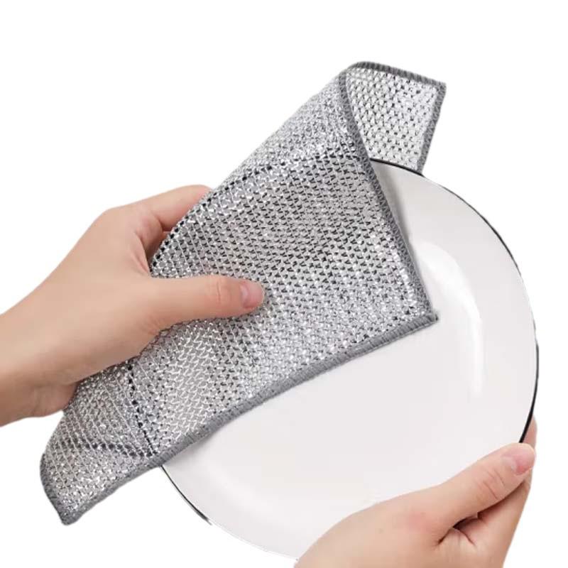 Dvouvrstá stříbrná drátěnka na nádobí pro čištění a dekontaminaci kuchyně - 20x20CM