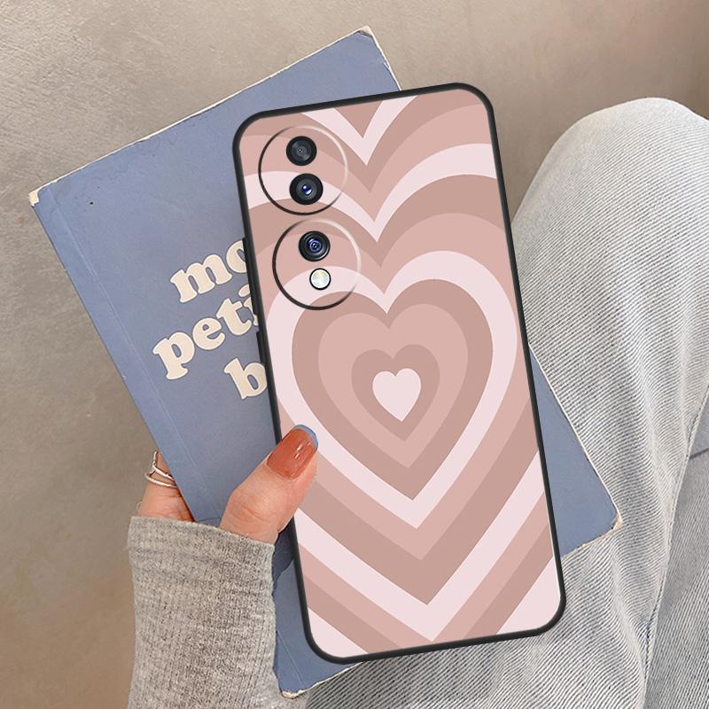 Latte Love Brown Heart Aesthetic Case For Honor Magic 8 7 6 5 Pro Cover For Honor 400 200 X9c X9b X9a X8a X8b 50 70 90 Lite