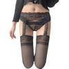 "Temptation Black Silk Lace Garter Stockings - Sexy Over-the-Knee Pantyhose for Women"