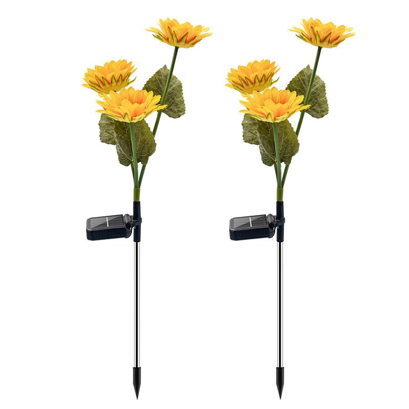 Solar Powered 3-Head Sunflower LED Garden Stake Light