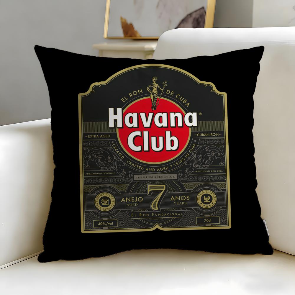 Classic Beverage Brand Havana Club Cushion Cover Soft  EasyWash Pillow Case  Versatile for Couch Bed Travel and Office
