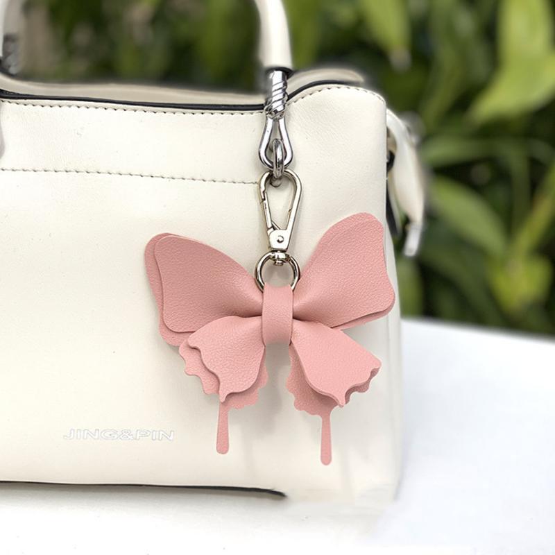 Cute Keychain White Purple Butterfly Flower Insects Car Key Ring Key Chains For Women Men Souvenir Gift Jewelry Bag Accessories