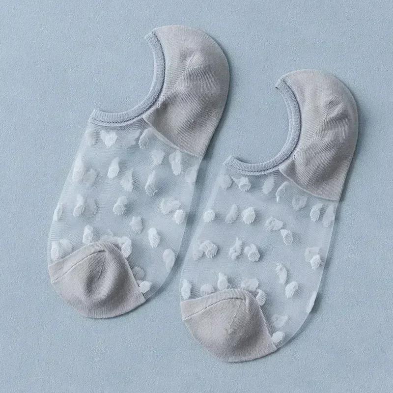 

Мягкие женские кружевные носки-лодочки Невидимые тонкие носки из хрустального стекла и шелка Носки-невидимки Вязаные низкие прозрачные короткие летние носки one size серый