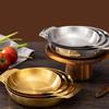 Conjoined Double Handles Cooking Pan Stainless Steel Soup Basin Korean Style Pot  Ramen