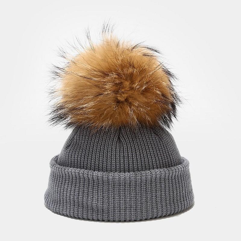 Knitted Hat For Kids Winter Warmth With Plush Ball Decoration For Outdoor Play