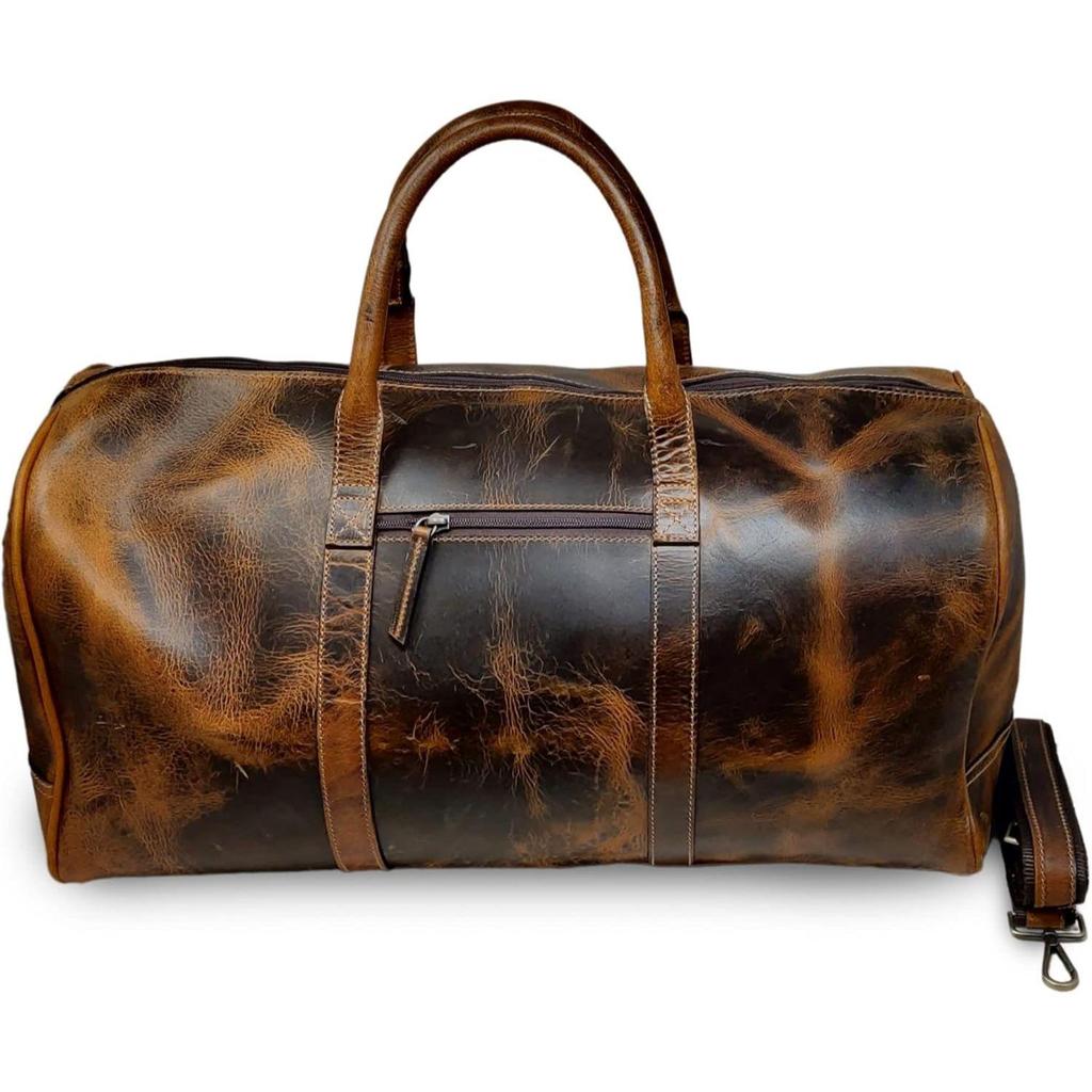 20" Leather Duffle Bag Travel Carry-On Waterproof Luggage Overnight Gym Weekender Bag