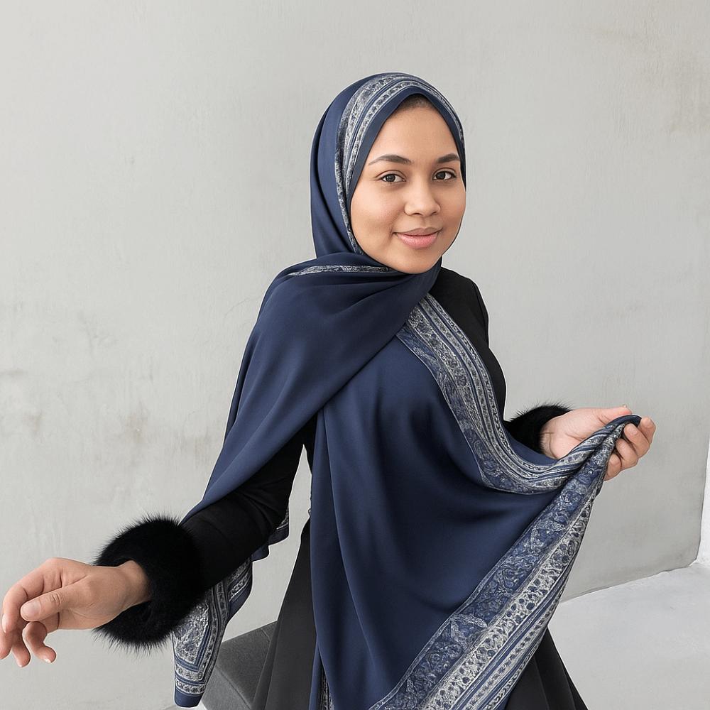 Chiffon Ethnic Style Scarf Print Islamic Turban Elegant Headscarf  Female