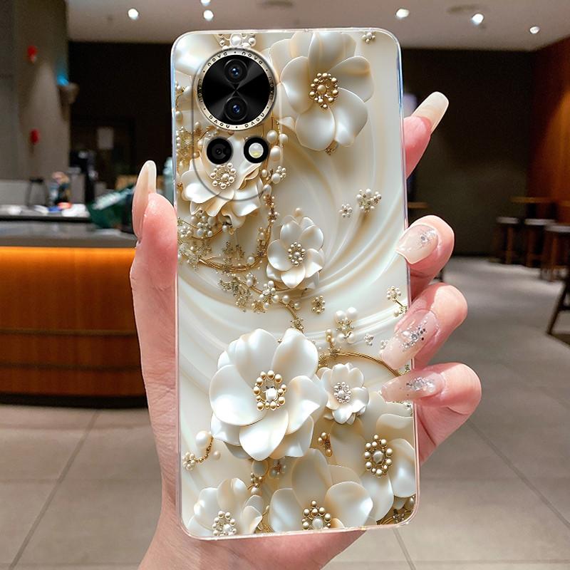 Nova12 Hülle Klar Luxus Mode Schmetterling Blume Weiches TPU Silikon Rückabdeckung Für Huawei Nova 12 Pro Transparente Handyhüllen