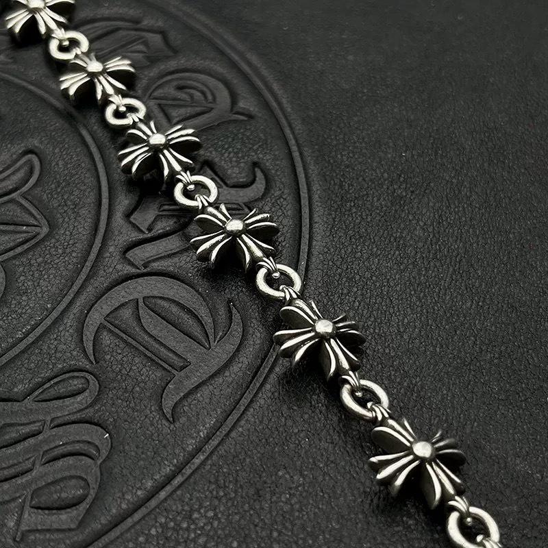 Unisex Sterling Silver Retro Cross Emotion Bracelet