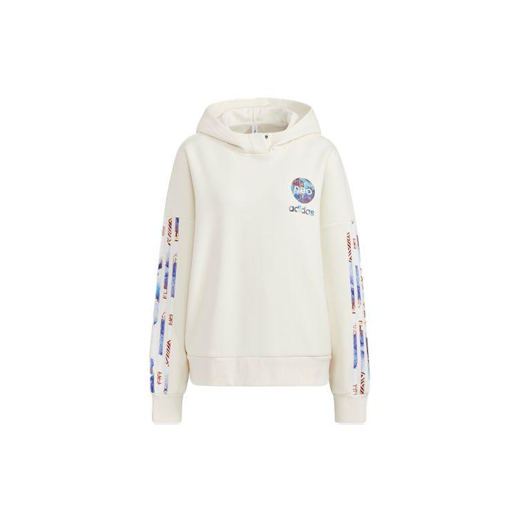 

Adidas Neo CNY Three Stripes Print Loose Hoodie Daily Casual Sweatshirt Women Off White HM7483 XXL