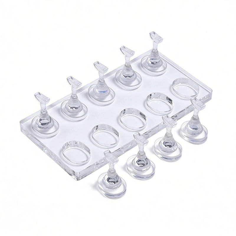 5/10 Grid Non-Magnetic Nail Stand Nail Sample Display Stand Nail Training Stand With Tray For Nail Polish Tips Nail Painting
