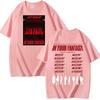 ATEEZ "In Your Fantasy" Stage Silhouette Tour T‑Shirt, Front Members Outline & Back City List with White Silhouettes, Oversized K‑Pop Fan Tee