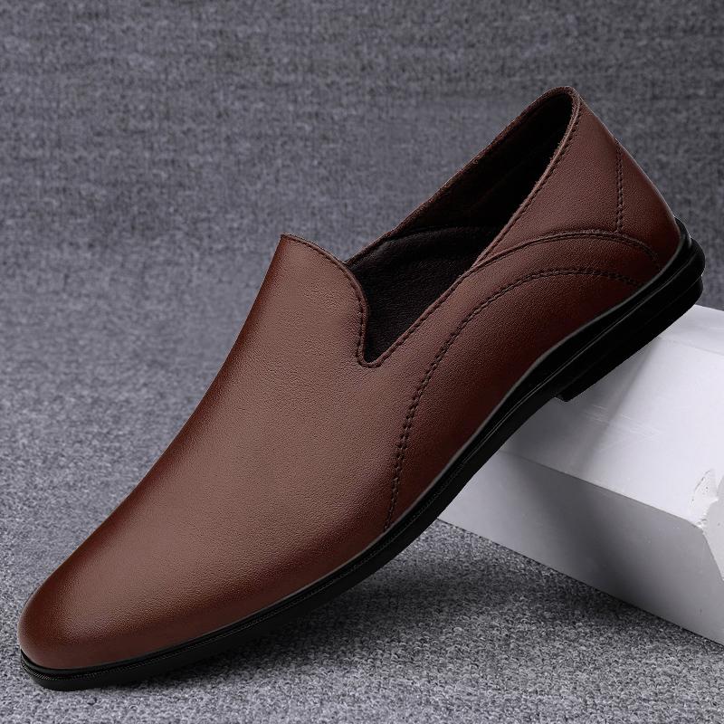 Men's Genuine Leather Loafers Slip-On Driving Shoes Comfortable Men Soft Sole Casual Dress Shoes Business Men's Office Moccasins