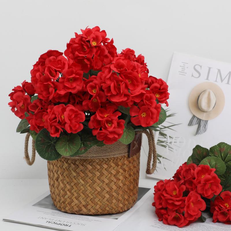 Artificial Flowers Plants Begonia Flower Wedding Bridal Bouquets Home Room Outdoor Garden Bonsai Decoration DIY Festival Garland